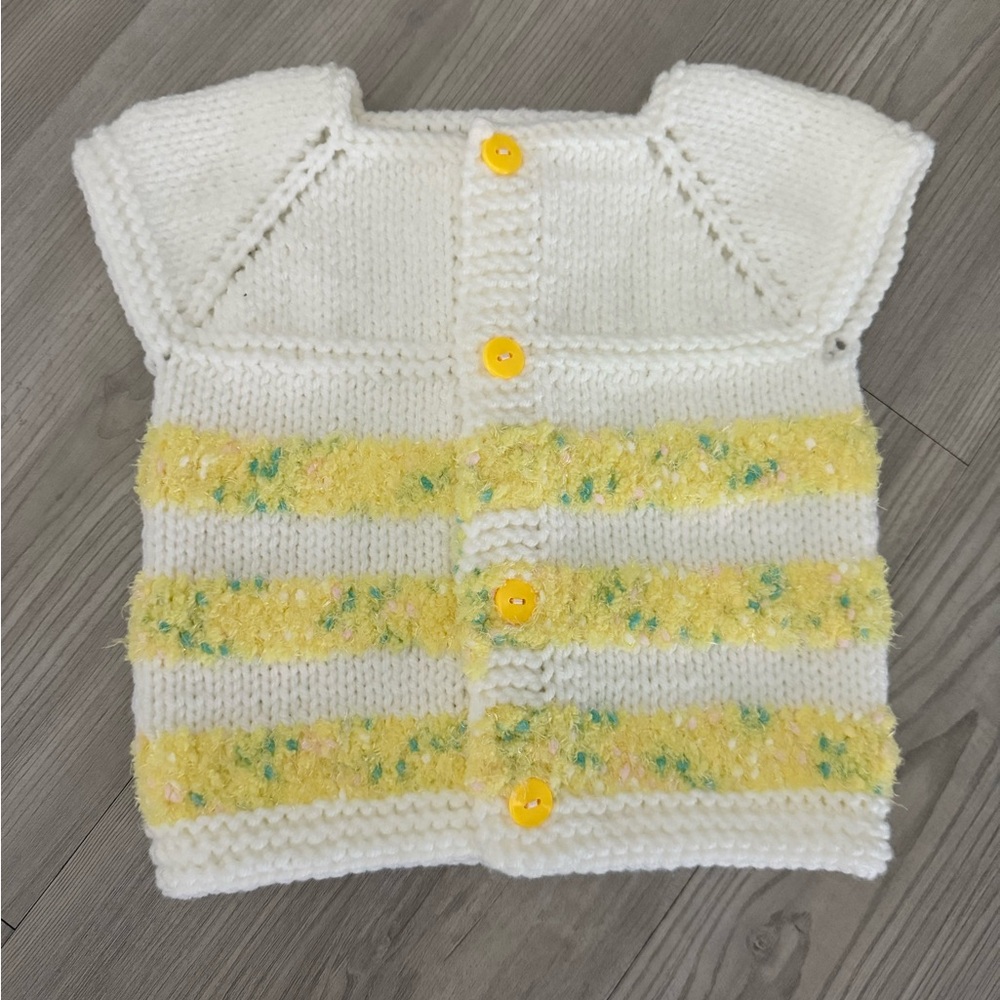 White and Yellow Knitted Vest